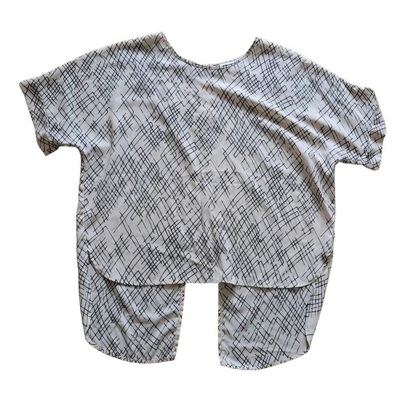 Line Pattern Shirt Womens Size Medium Pink Dusty Rose Background With Black Line - Picture 1 of 10